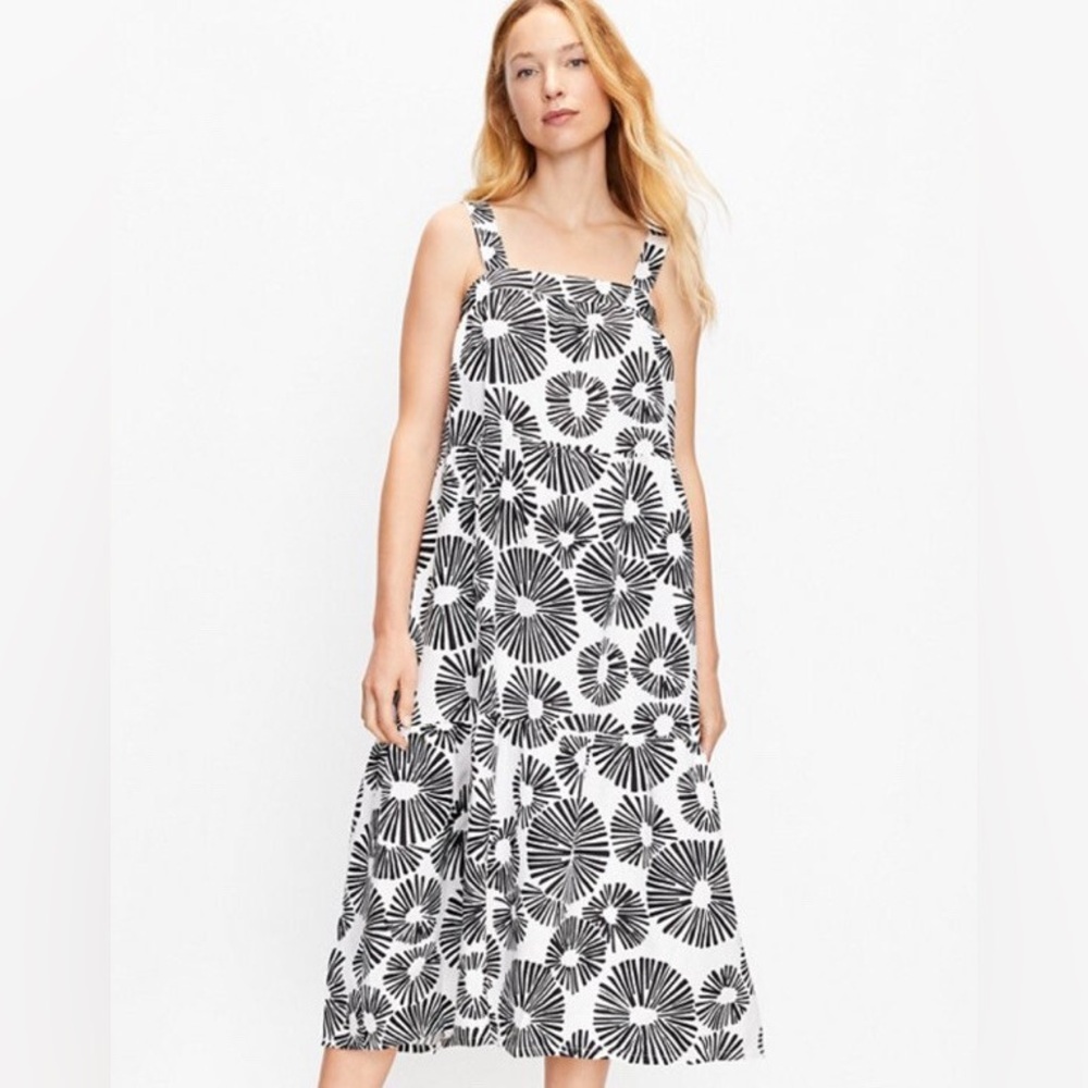 LOFT Linen Blend Sunburst Midi Sundress